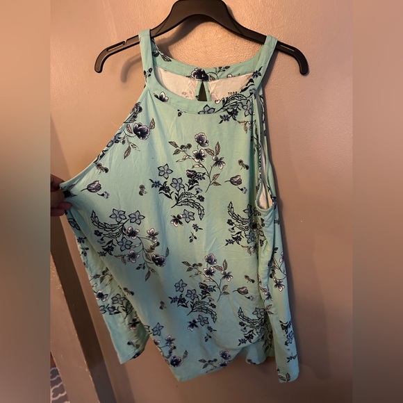 Torrid Shirt - aqua/blue floral print super soft knit tank - Picture 3 of 7